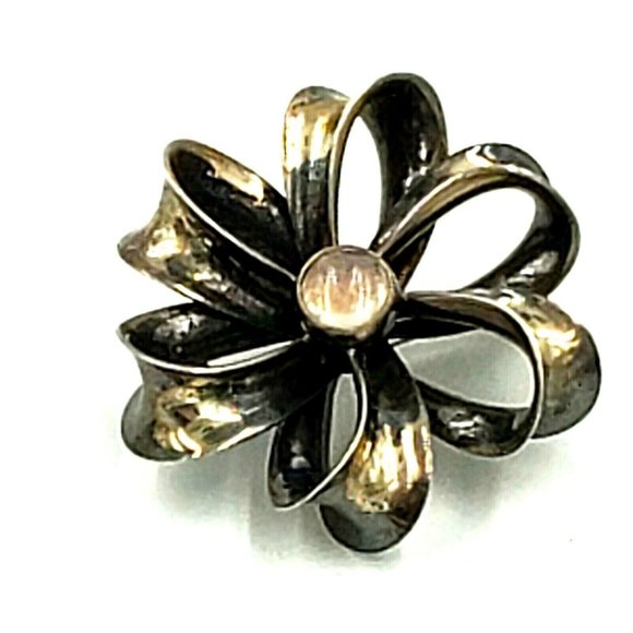 Danish Sterling Silver Opal Bow Brooch - Picture 7 of 12